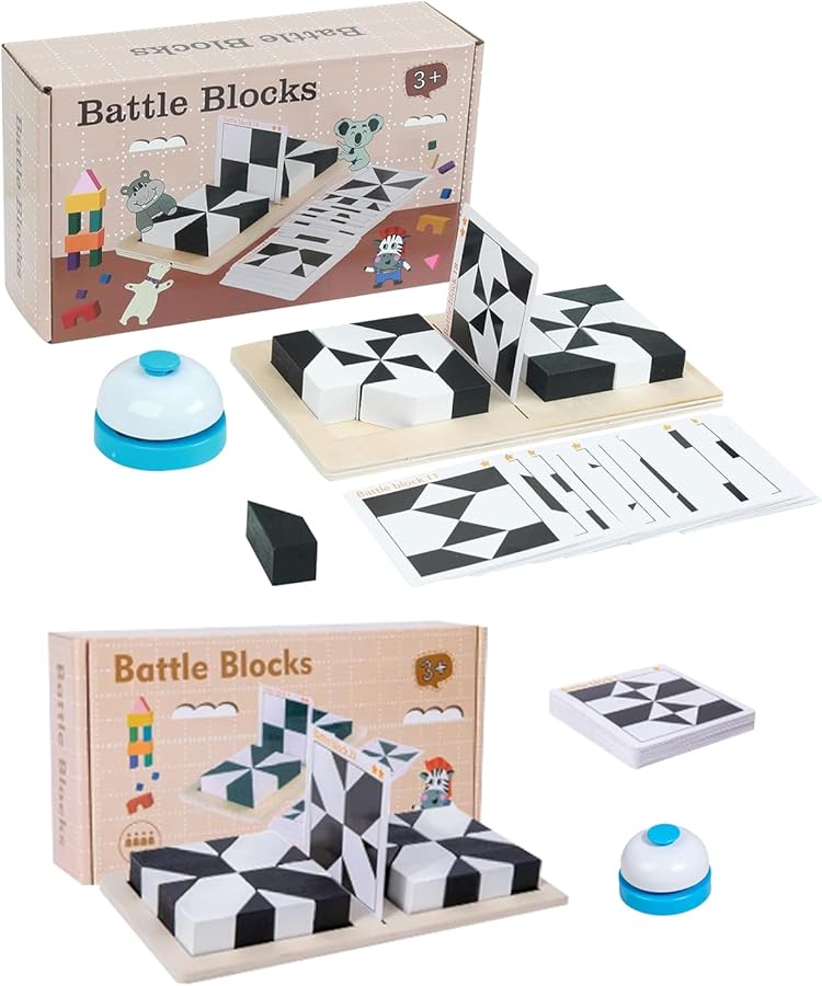 Wooden Block Logic Puzzle With Timer Buzzer And 80 Question Cards Blue Shot Bell Brain Teaser Toy - Image 2